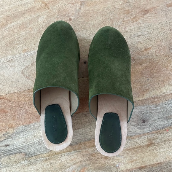 Doen Anouk Green Suede Wooden Clog Mules 39 (8.5) - Picture 3 of 7